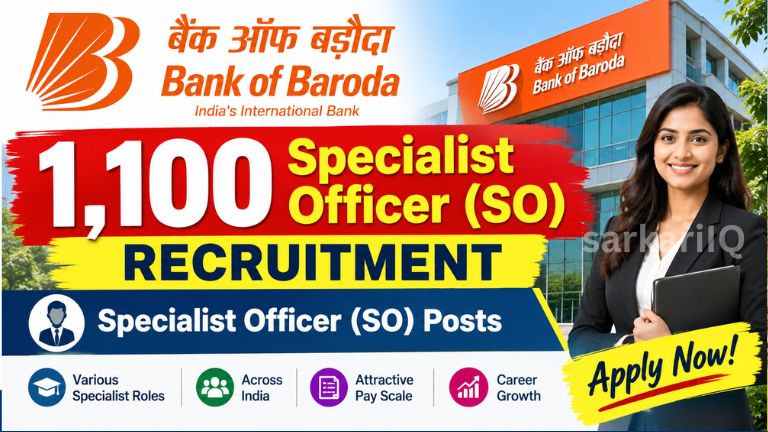 **Bank of Baroda Recruitment 2026: 1,100 Specialist Officer Posts – Apply Online Now!**