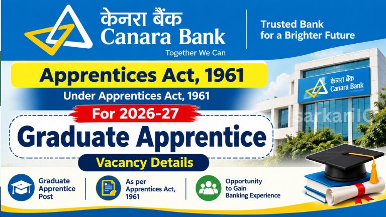 Canara Bank Graduate Apprentice Recruitment 2026-27 | Apply Under Apprentices Act, 1961